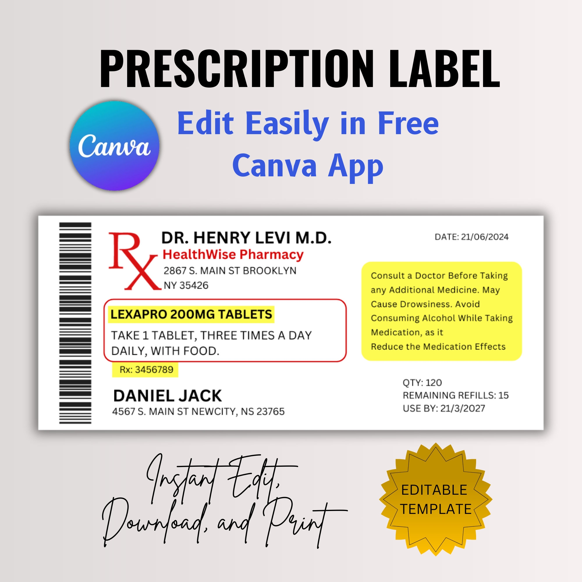 Free Printable Prescription Labels For Over The Hill