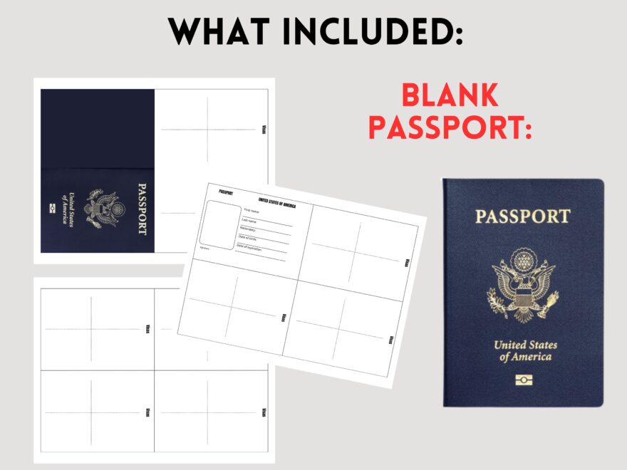 Pretend Play Travel Printable US Passport For Kids Boarding Pass Templates US Passport Template Stamps Paper Game Instant Download Etsy
