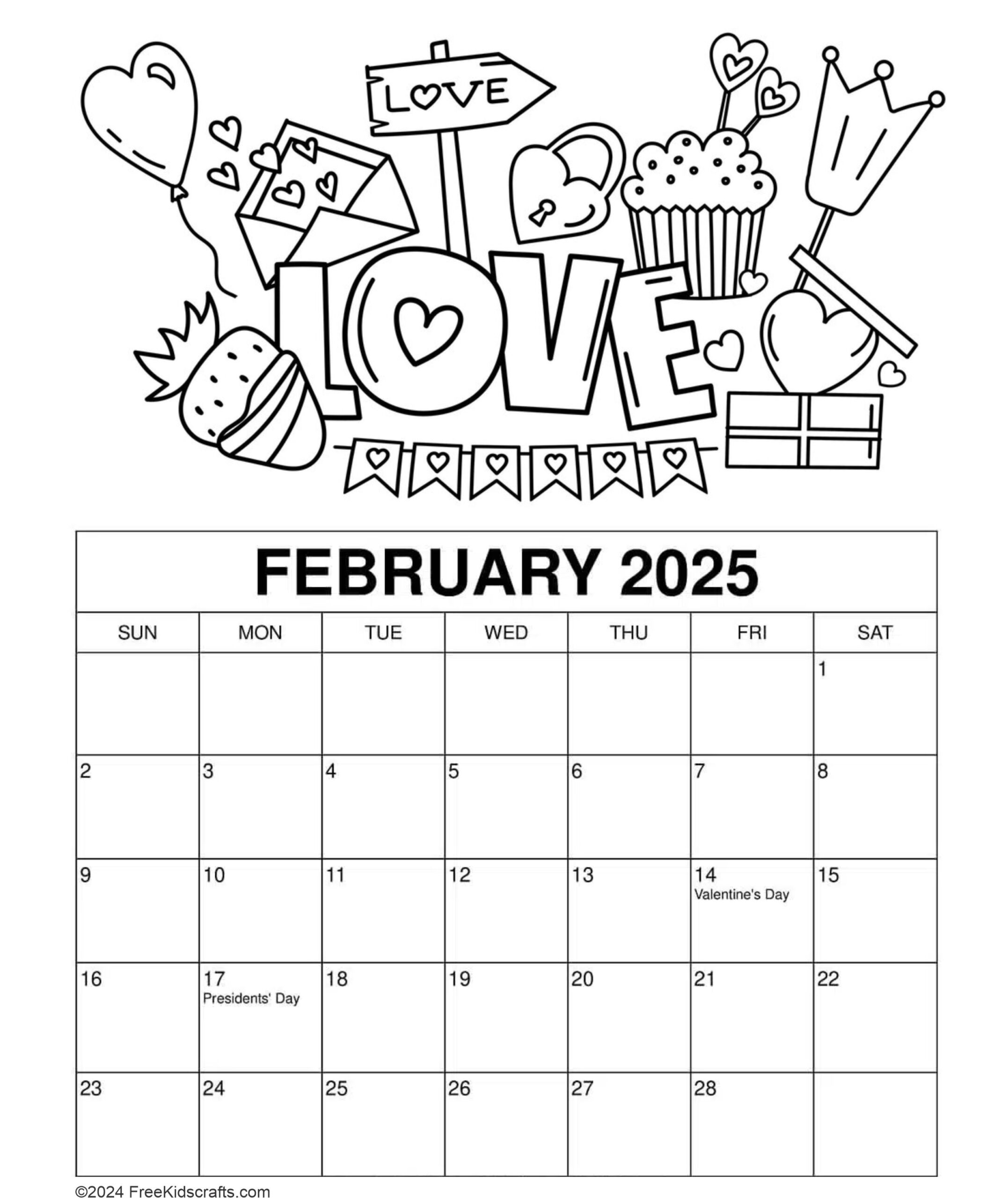 Free Printable Coloring Calendar 2025