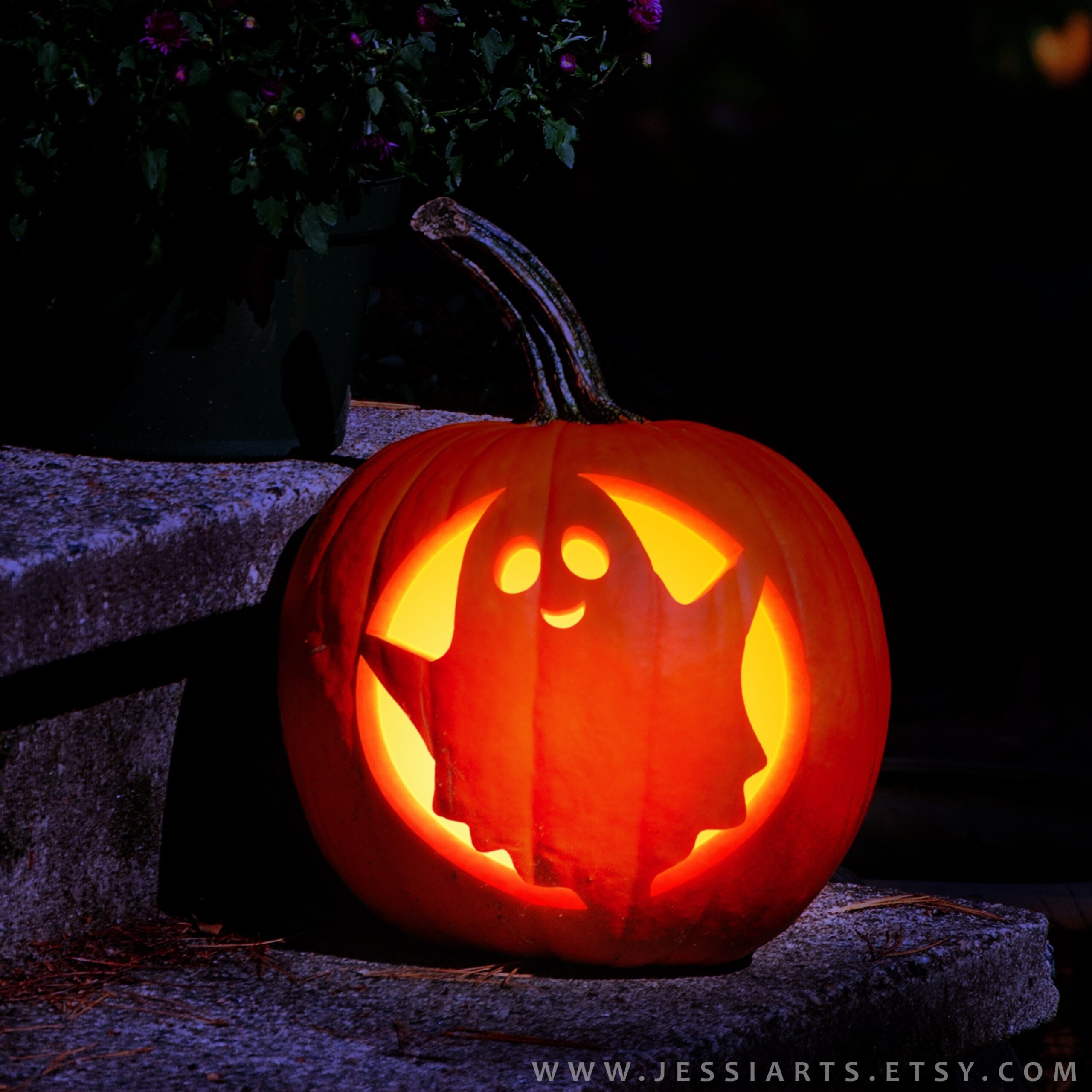 Printable Cute Ghost Pumpkin Carving Stencil Halloween Pumpkin Cute Ghost Carving Template Ghost Jack o lantern Stencil Etsy