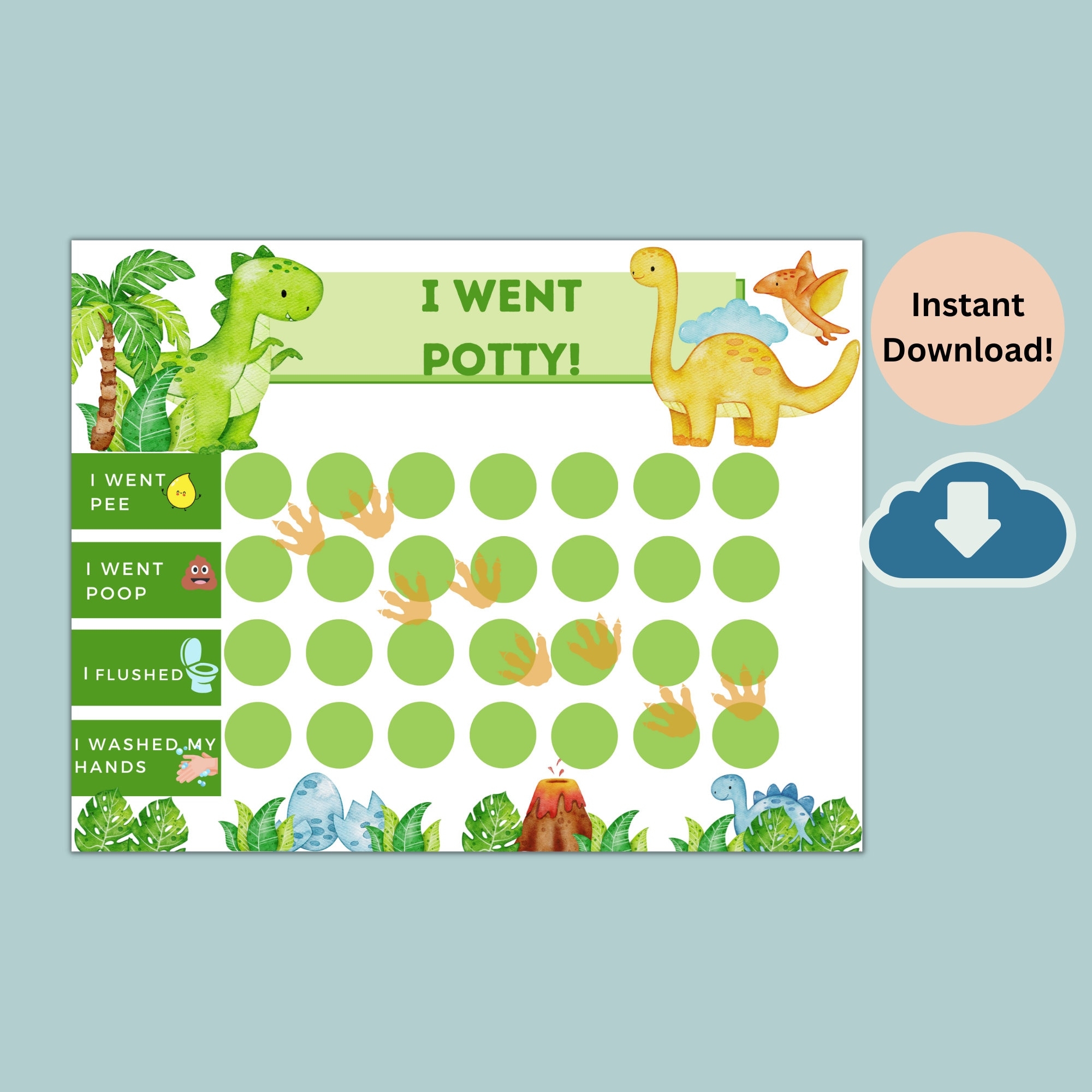 Potty Calendar Printable Dinosaur