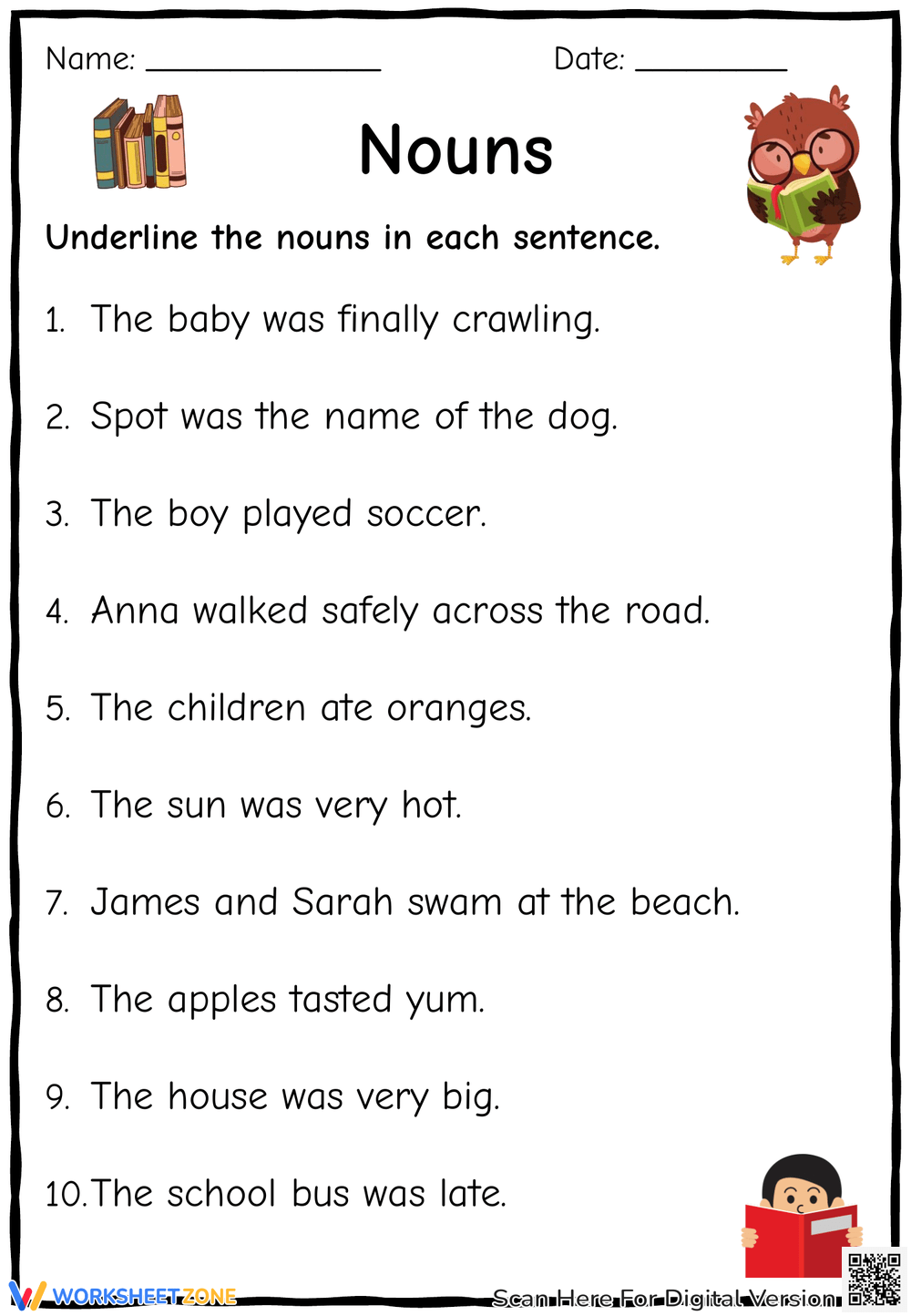 Printable Worksheet Find Nouns In Paragraph 1st Grade