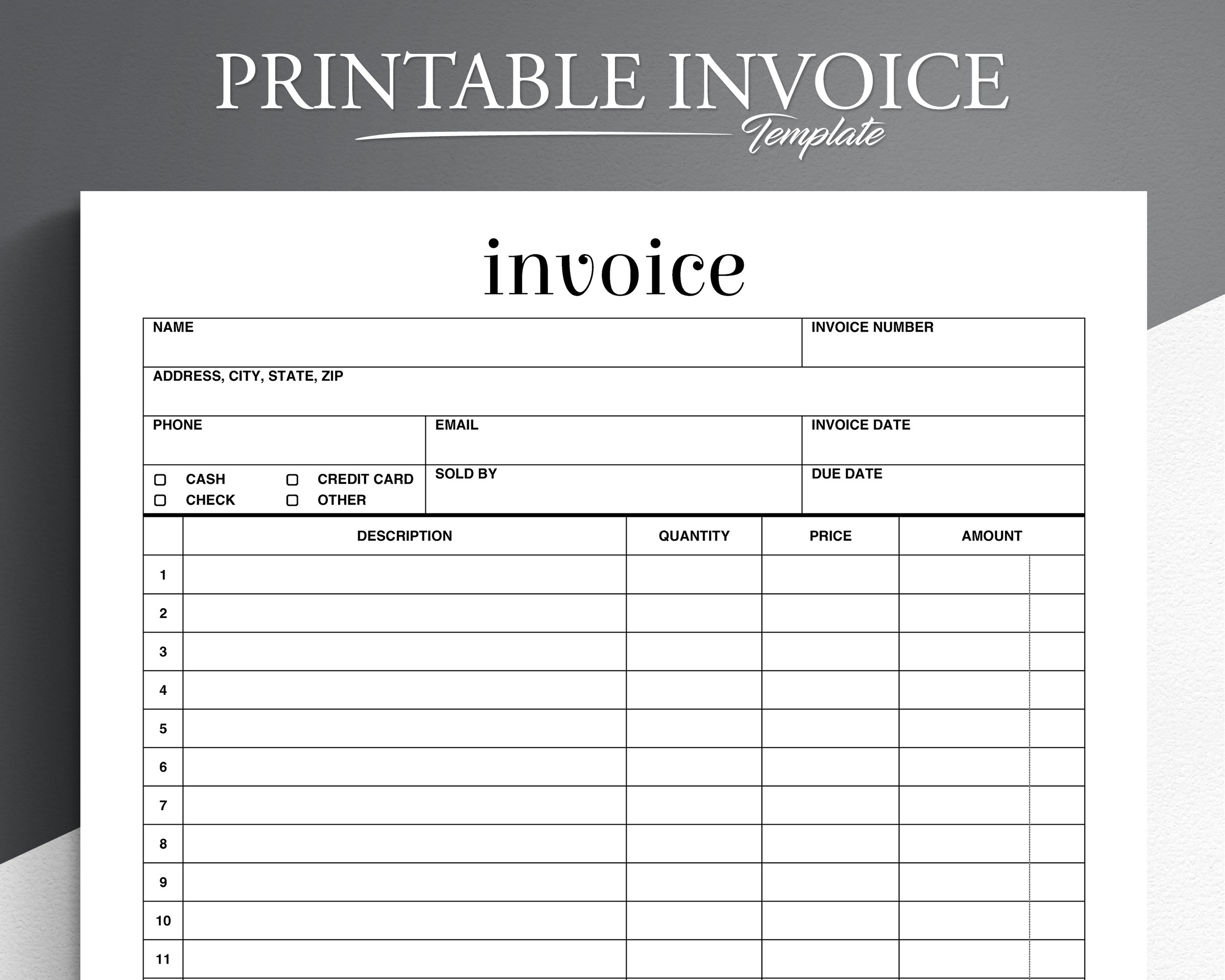 Printable Invoice Form Business Invoice Easy And Simple Invoice Form Etsy Printable Invoice Form Business Invoice Easy And Simple Invoice Form Etsy