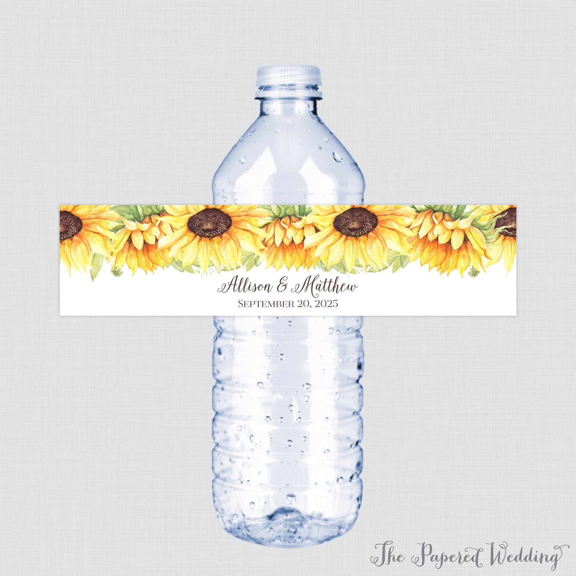 Printable OR Printed Sunflower Wedding Water Bottle Labels Rustic Yellow Sunflower Customized Water Bottle Labels Personalized 0019 A Etsy