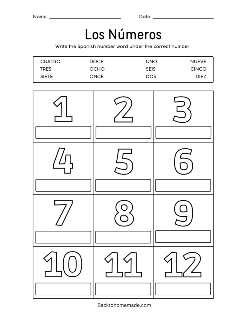 Printable Spanish Number Worksheets Back To Homemade