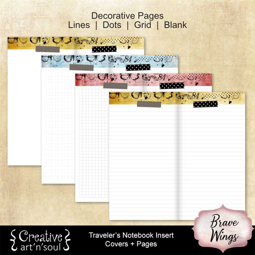 Printable Travelers Notebook Inserts Brave Wings Creative ArtnSoul