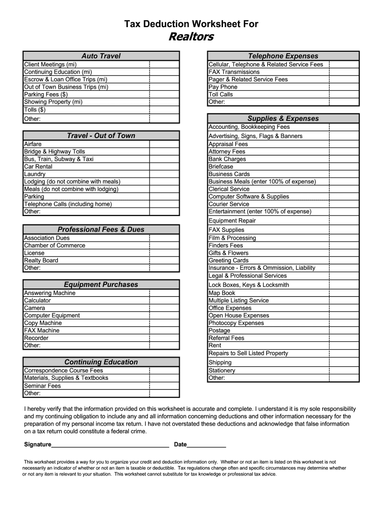Printable Tax Worksheet Rental Property