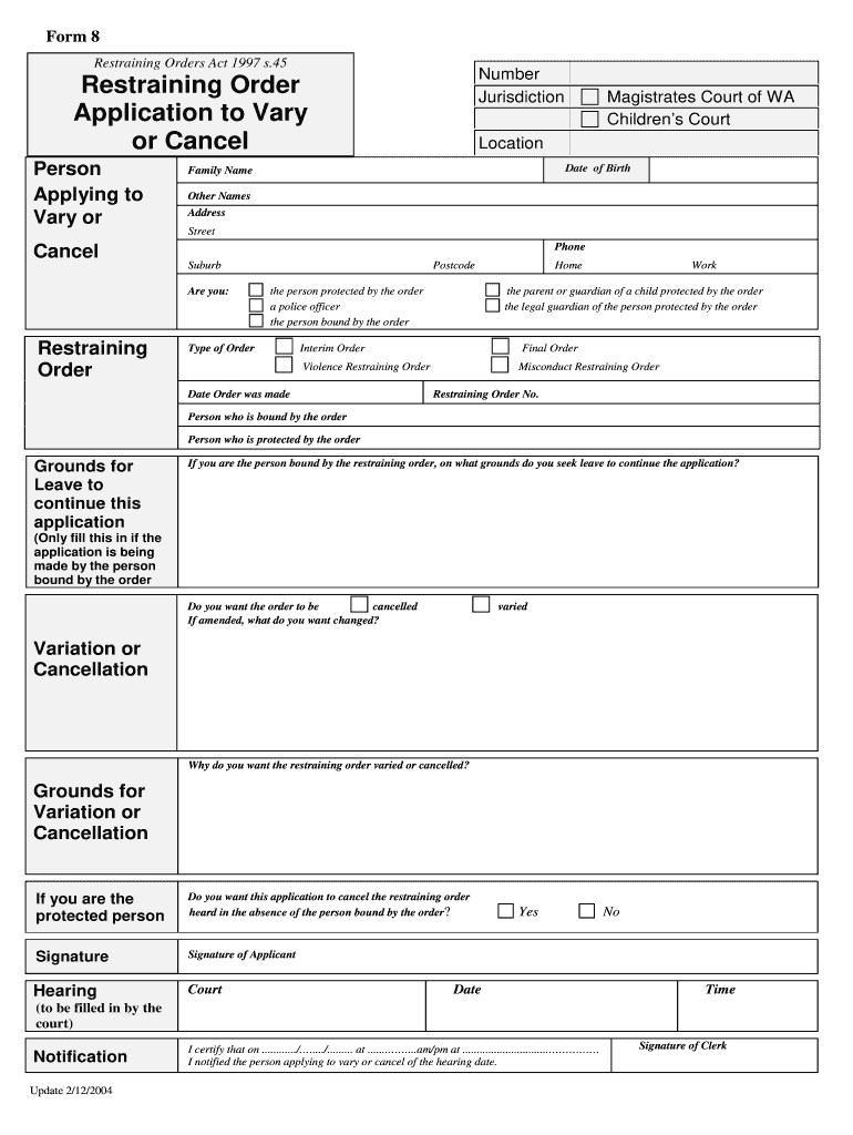Restraining Order Form Pdf Fill Out Sign Online DocHub