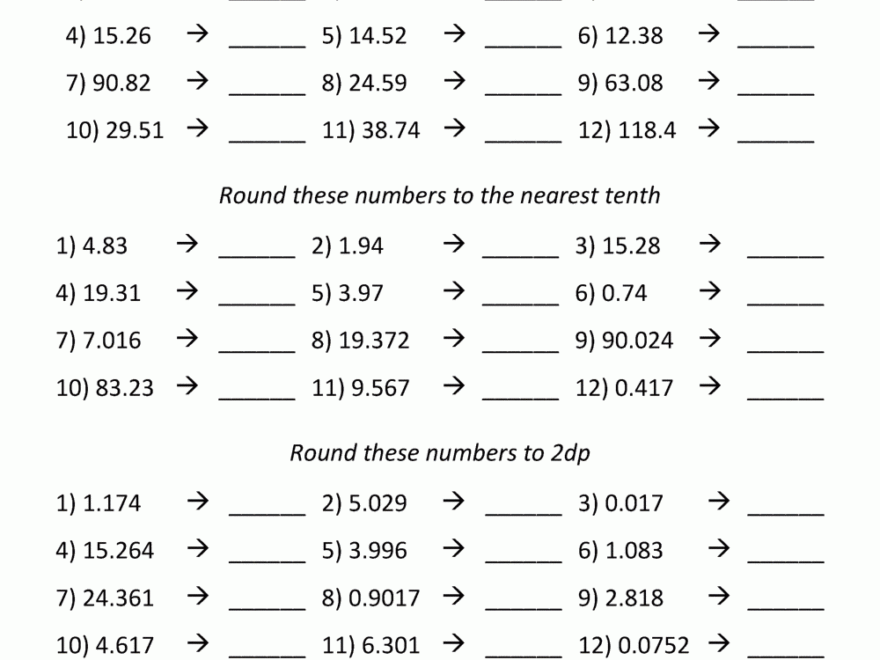 Rounding Decimal Places Rounding Numbers To 2dp