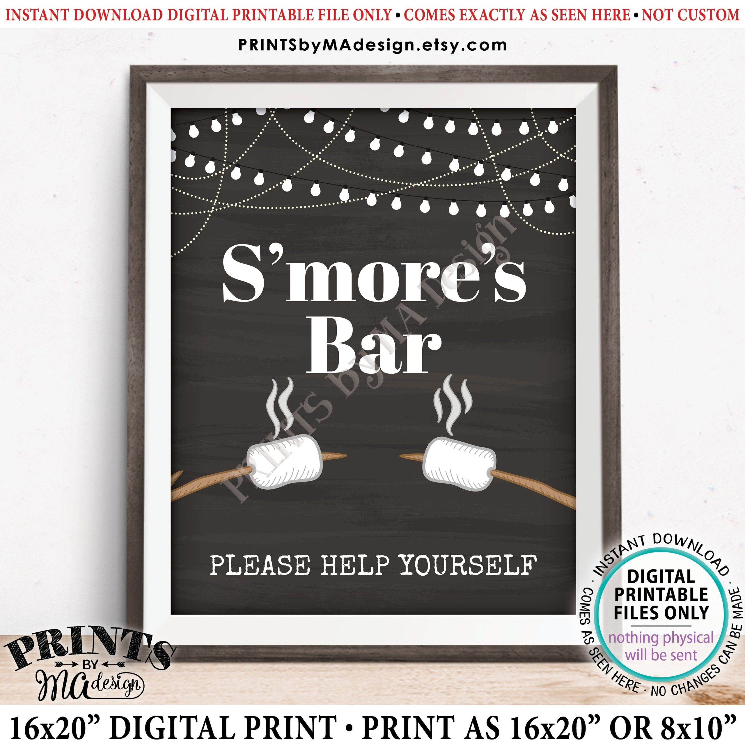 Smores Bar Sign Free Printable