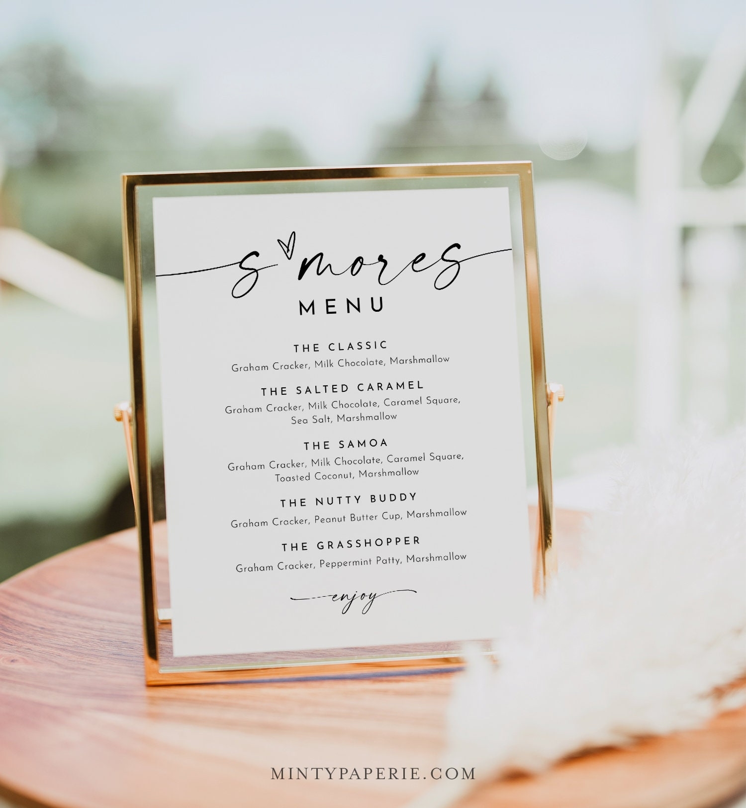 S mores Menu Printable Smores Bar Sign Minimalist Wedding S mores Station 100 Editable Template Instant Download Templett 0034W 70S