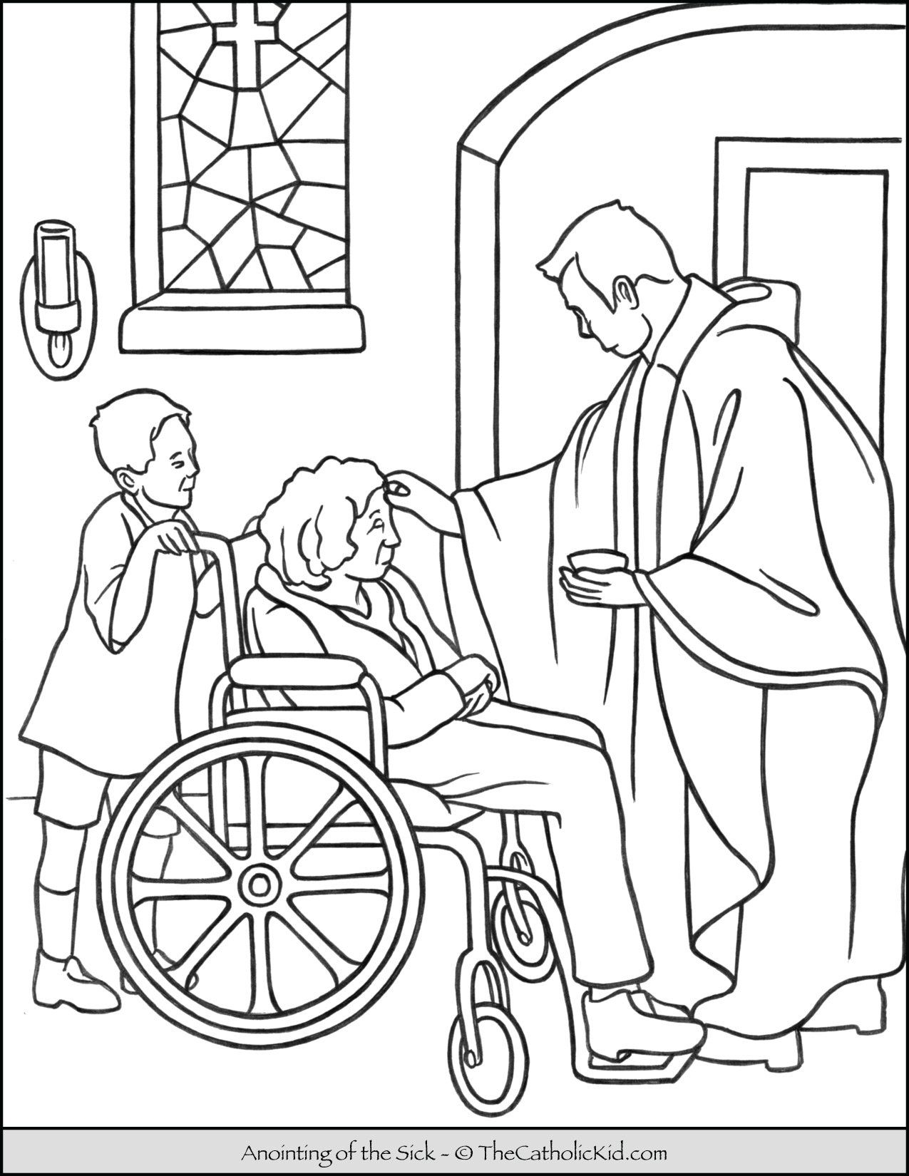 Sacrament Of Anointing Of The Sick Coloring Page TheCatholicKid