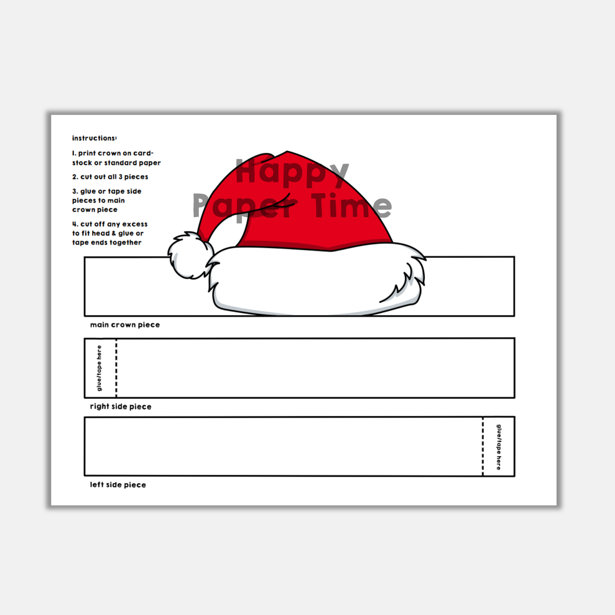 Santa Claus Paper Hat Printable Costume Craft Winter Christmas Activity Made By Teachers
