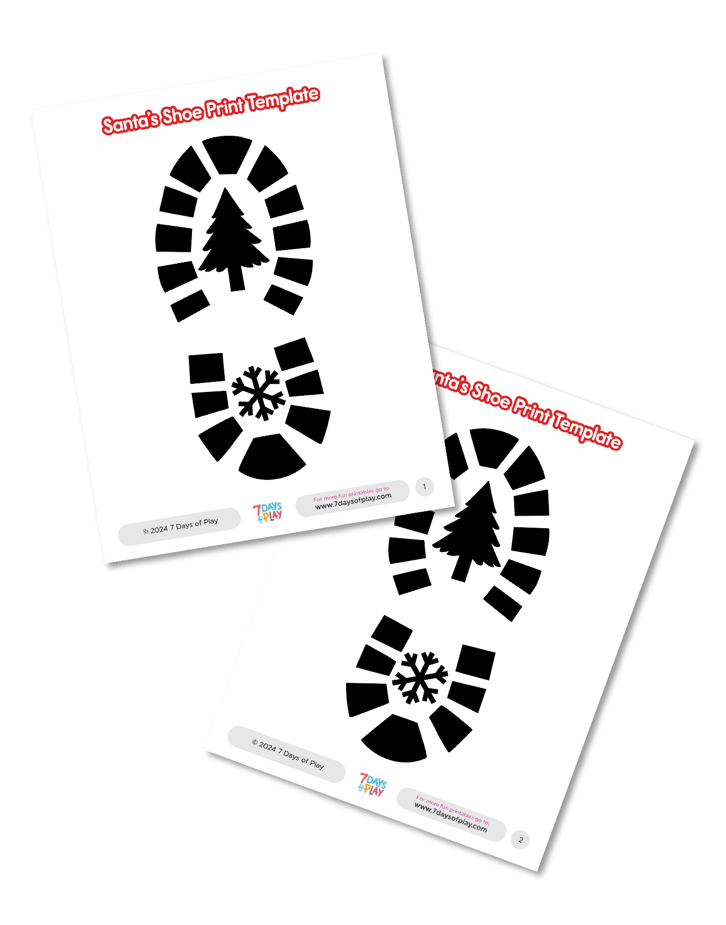Santa s Shoe Print Template Printable 7 Days Of Play