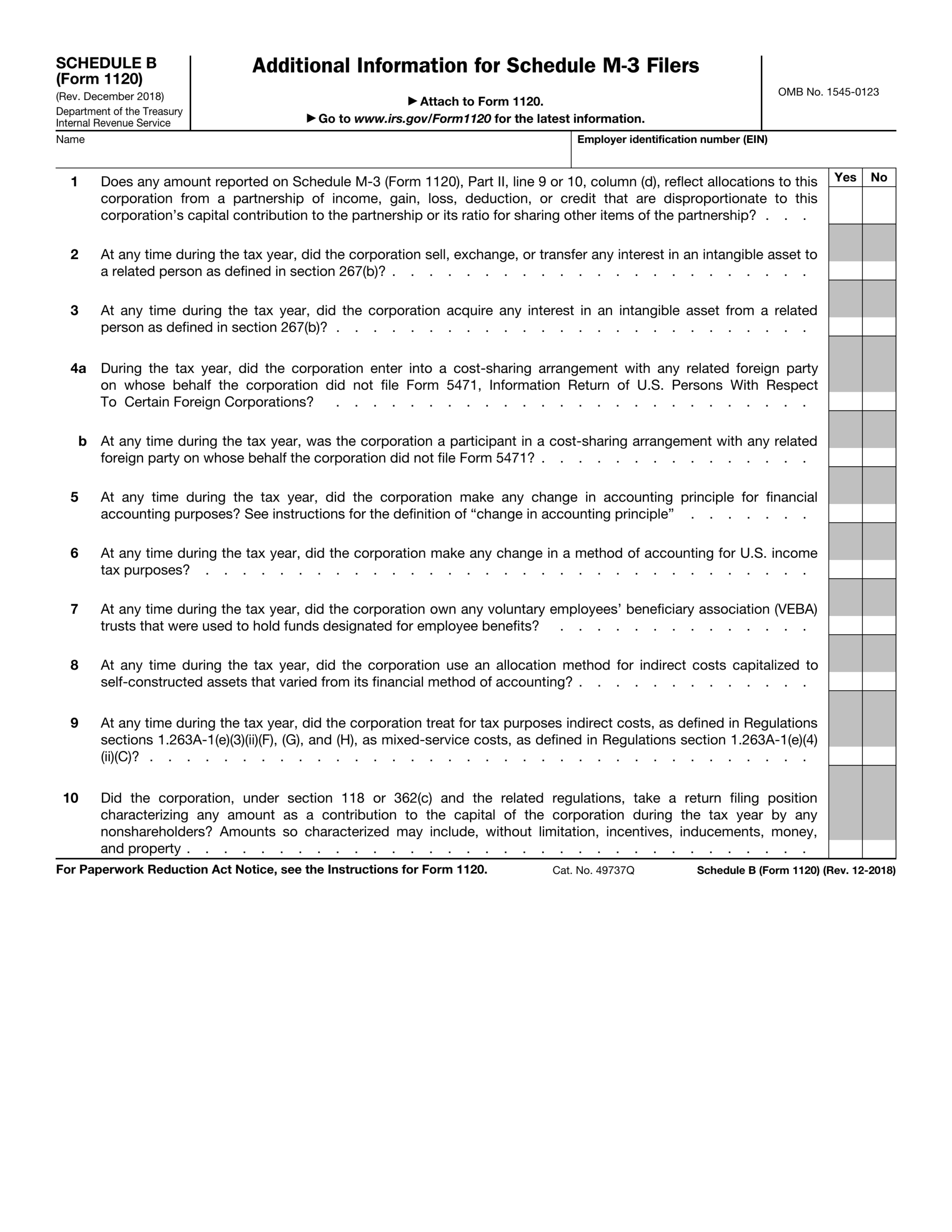 Schedule B Form 1120 Additional Info For Schedule M 3 Filers 2024 2025 PDF Guru
