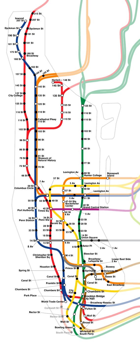 Schematic Subway Map Of Manhattan Manhattan Schematic Subway Map Vidiani Maps Of All Countries In One Place