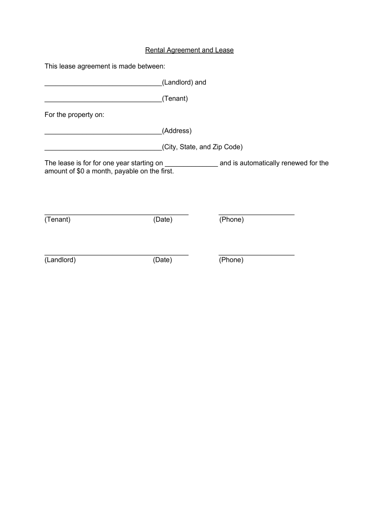 Simple Tenant Agreement Form Printable