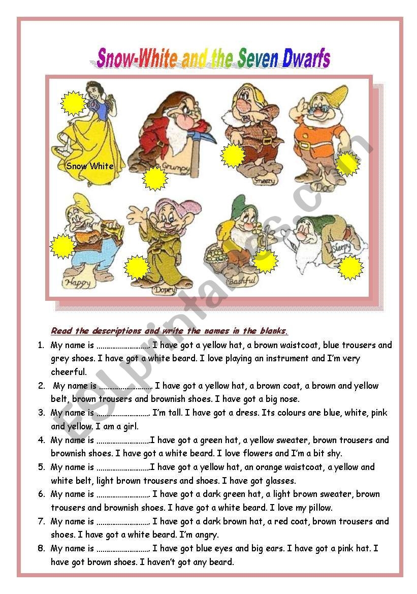 Snow White Worksheets Printable