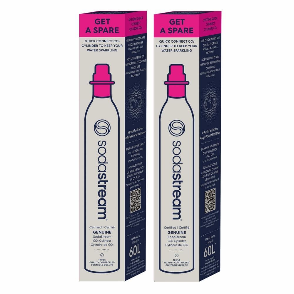 SodaStream 60L CO2 CQC Spare Cylinders For Sparkling Water Makers Set Of 2 1102847013 The Home Depot
