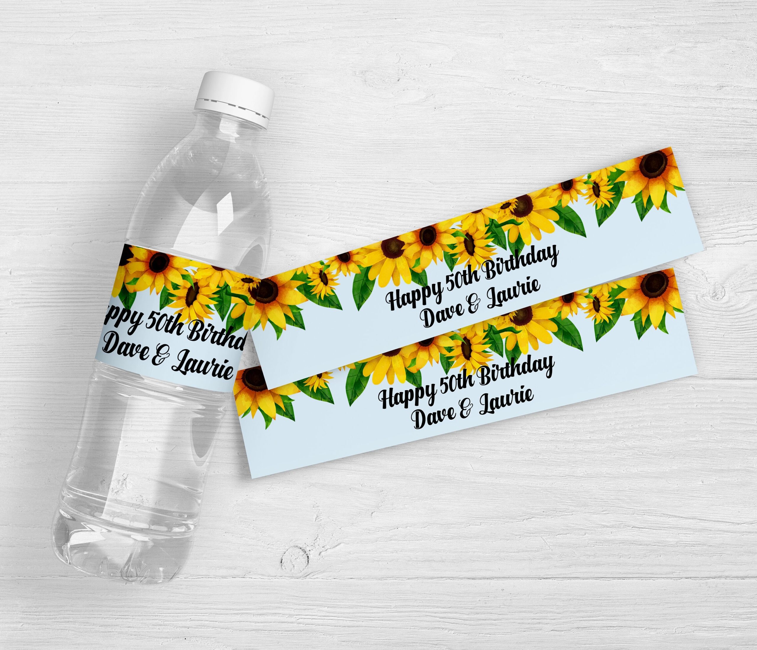 Sunflower Birthday For Them Water Bottle Labels Sunflower Party Favor Designs Personalized Birthday Water Labels Set Of 10 Etsy