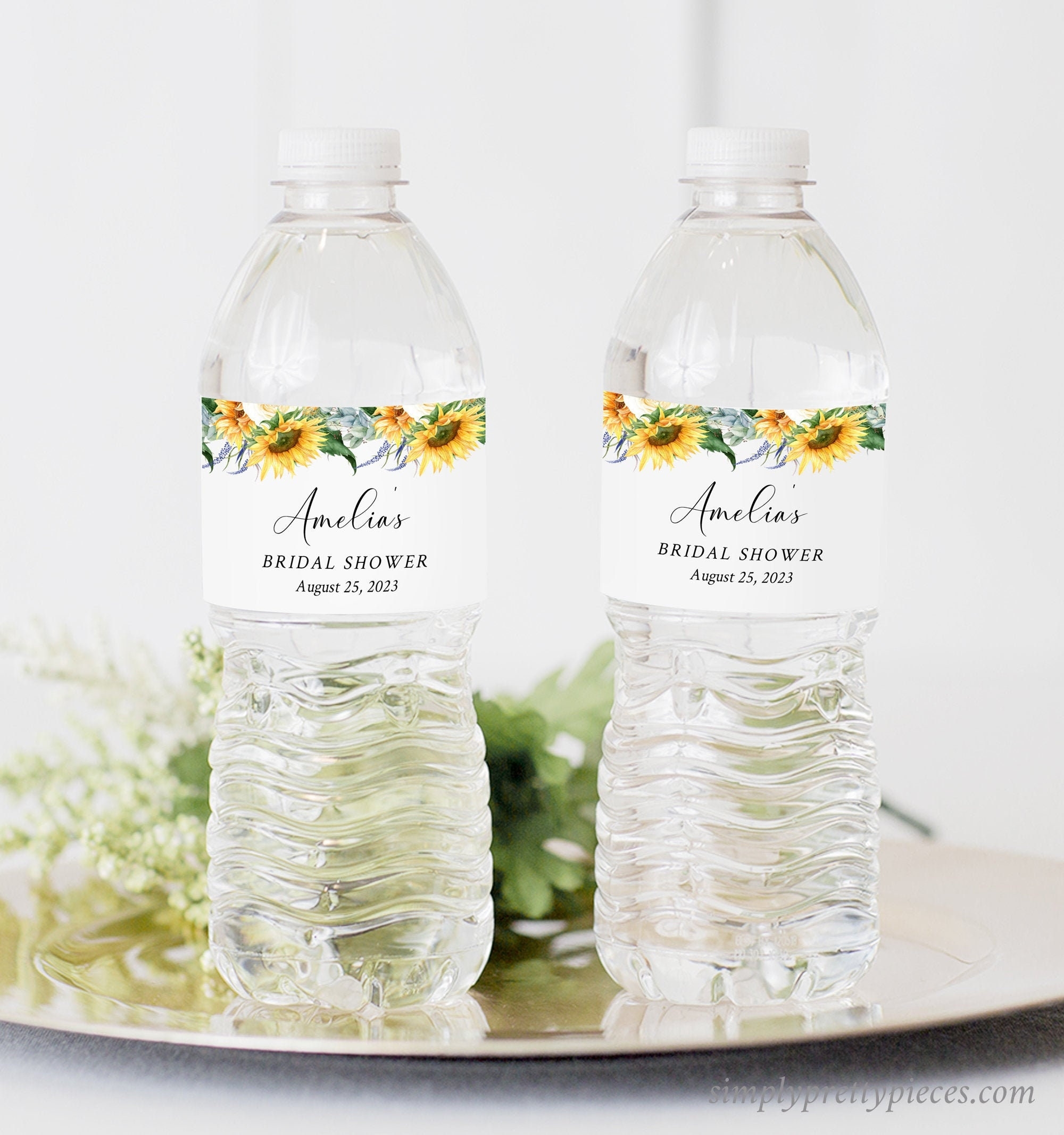 Sunflower Editable Water Bottle Labels Yellow Floral Eucalyptus Water Bottle Label DIY Template Printable Label Instant Download 565 A Etsy