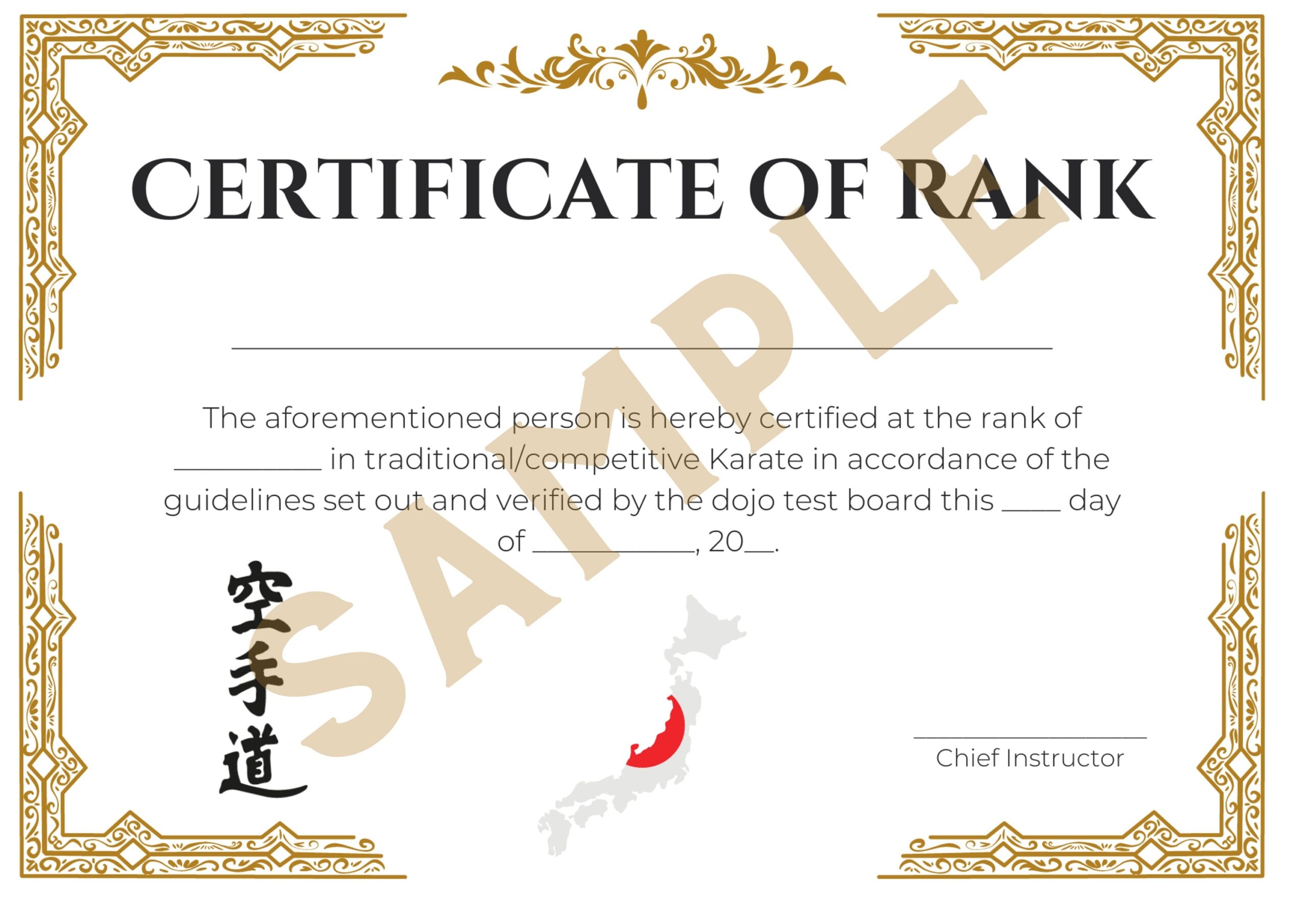 Taekwondo Black Belt Certificate Etsy