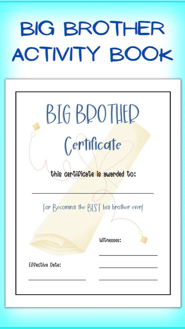 The Big Bro Activity Book Promoted To Big Brother Gift For Boys