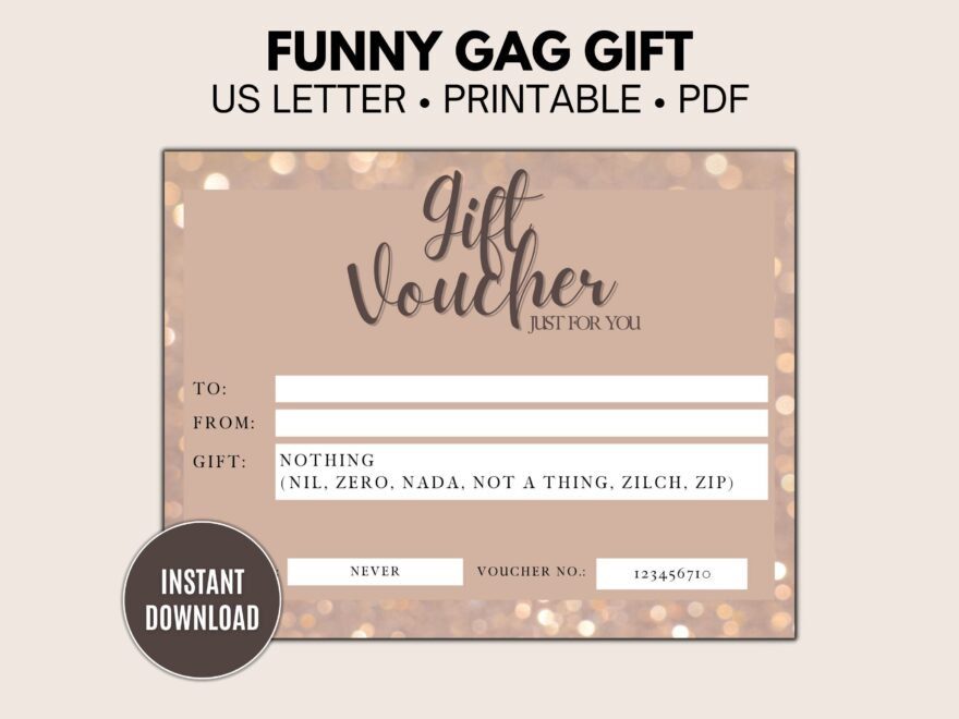 The Gift Of Nothing Printable Gift Certificate Gag Gift Custom Certificate Funny Gift For Someone Who Has Everything Instant Download Etsy