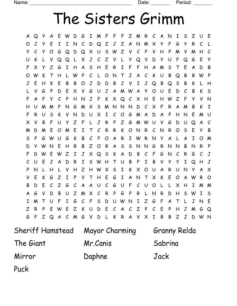 The Sisters Grimm Word Search WordMint