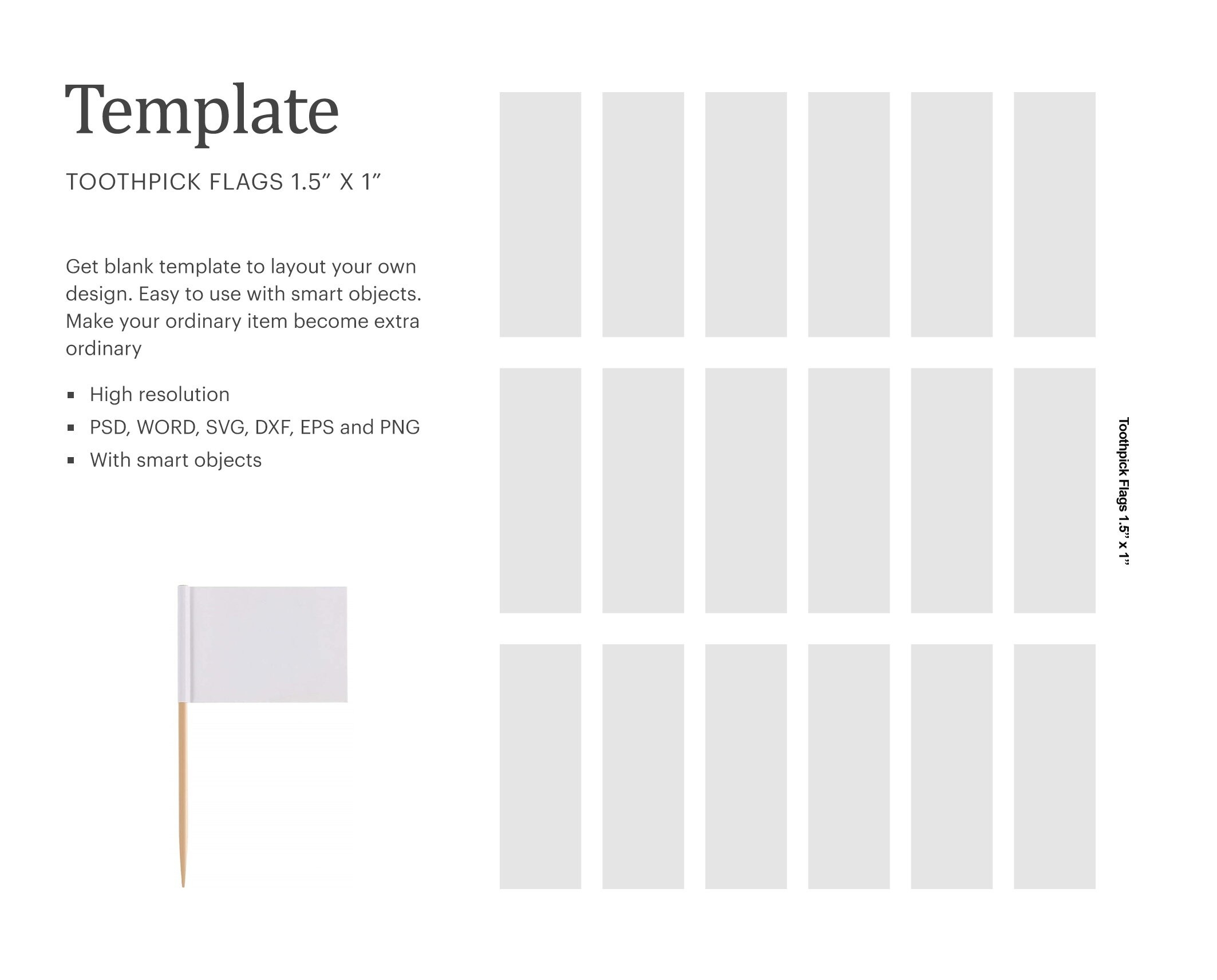 Toothpick Flag 1 5 x1 Template Food Topper Label Template Blank Cake Topper Cricut Silhouette Silhouette Studio Paper Size Letter Etsy