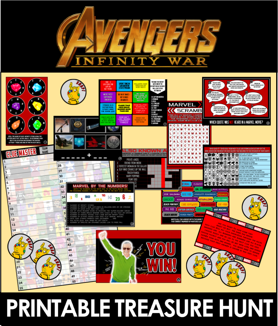 Top 10 Avengers Infinity War Party Games And Ideas