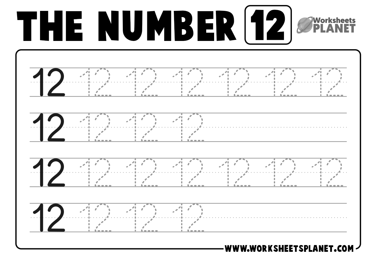 Free Printable Number 12 Worksheets