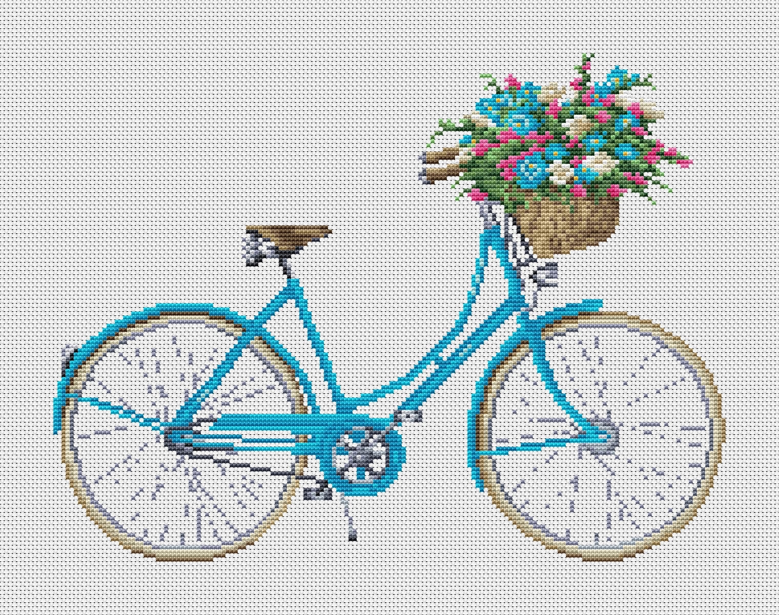 Vintage Bicycle Cross Stitch Pattern By Lucie Heaton PDF Counted Cross Stitch Chart Download