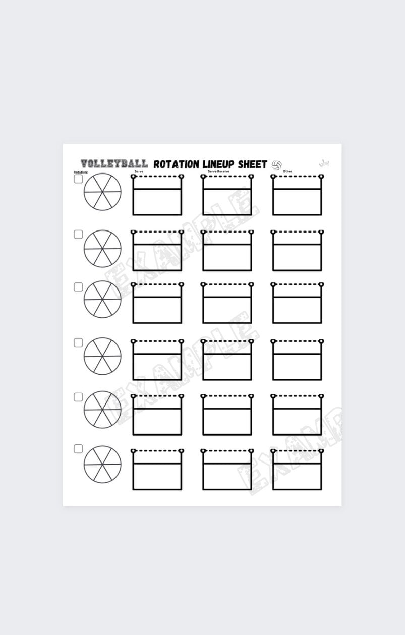 Volleyball Rotation Template Printable