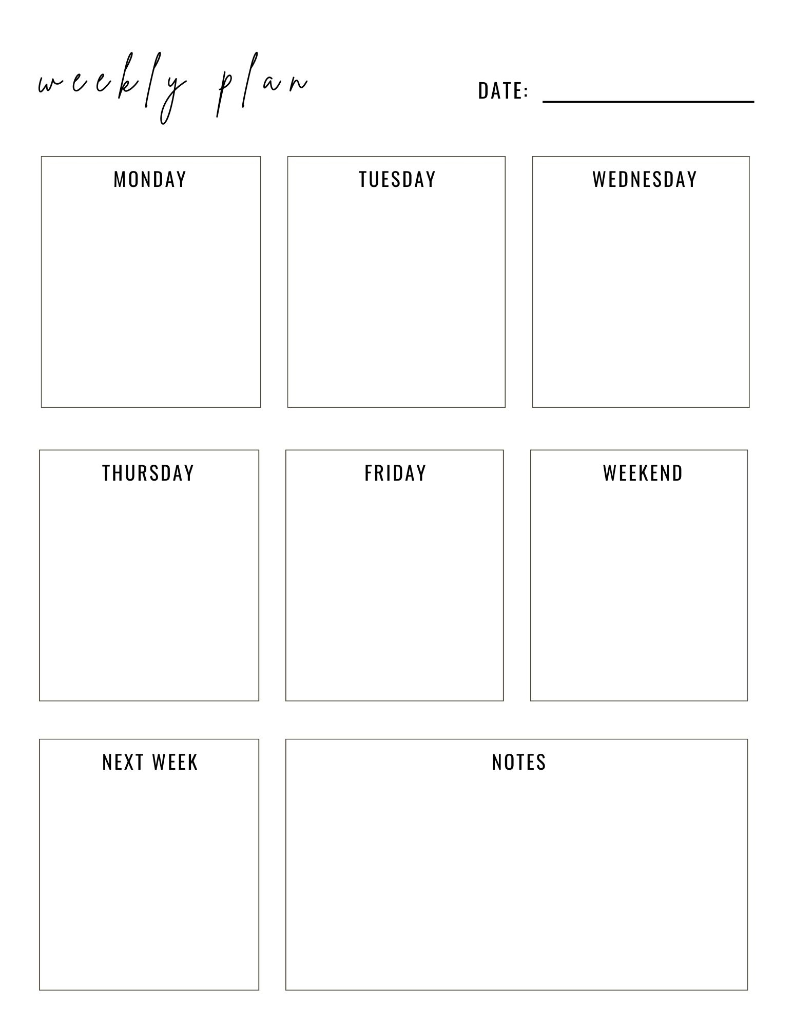 Weekly Planner Template Printable