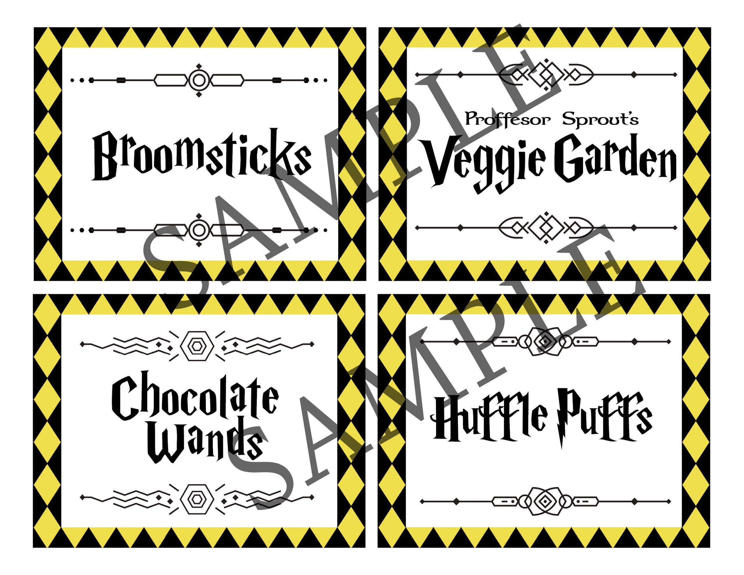 Wizard Party Food Labels DIGITAL DOWNLOAD Printable Magic School Food Labels Birthday Decor Hufflepuff Etsy